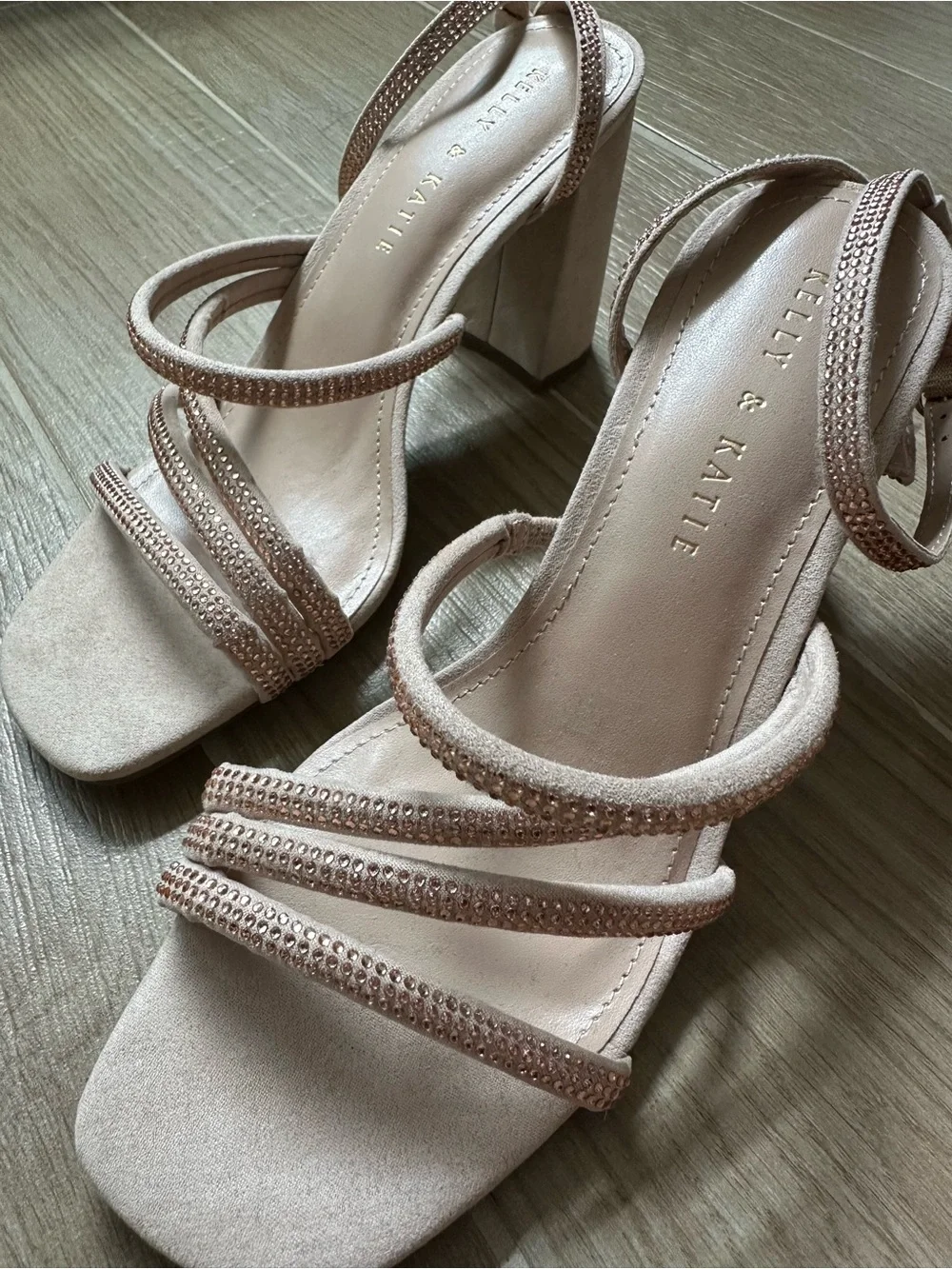 Kelly & Katie Blush Pink Strappy Block Heel Sandals
